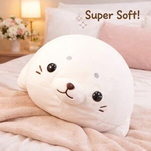 Super Soft White Seal Plush Pillow